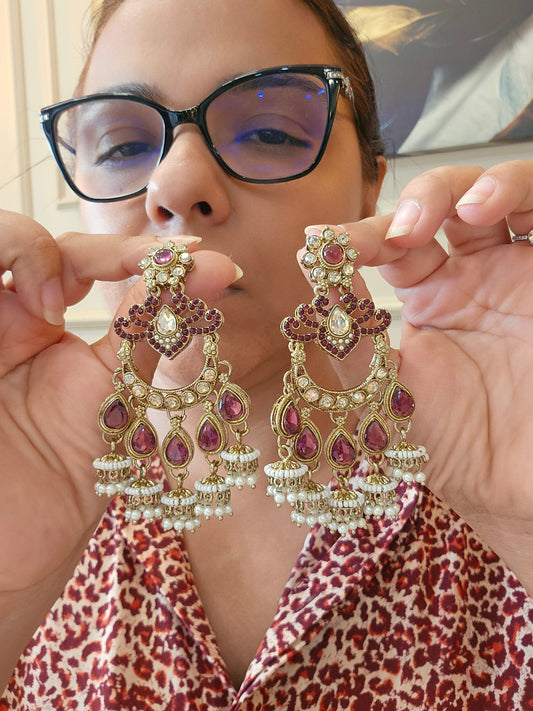 Kundan polki jhumka