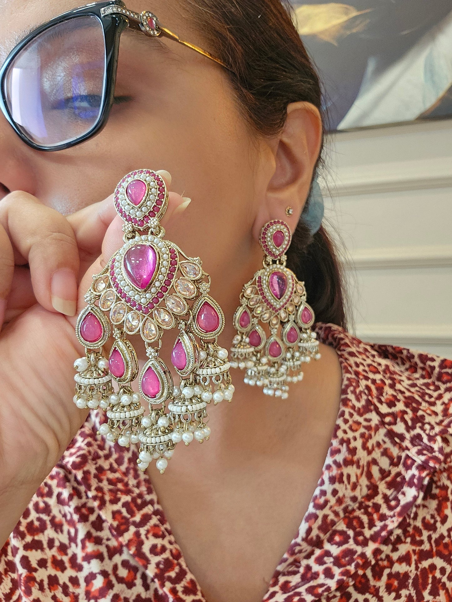 Kundan polki jhumka